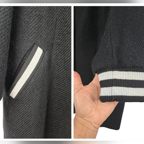 Torrid Black Woolen Varsity Hooded Longline Coat - Picture 11 of 13